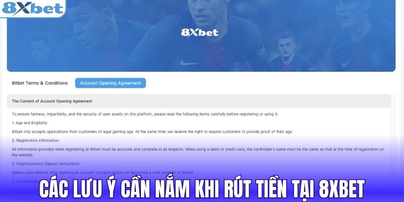 Các lưu ý cần nắm khi rút tiền tại 8XBET
