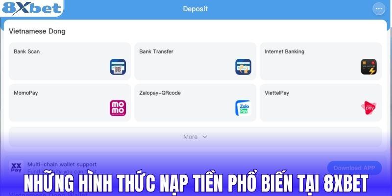 Những hình thức nạp tiền phổ biến tại 8XBET