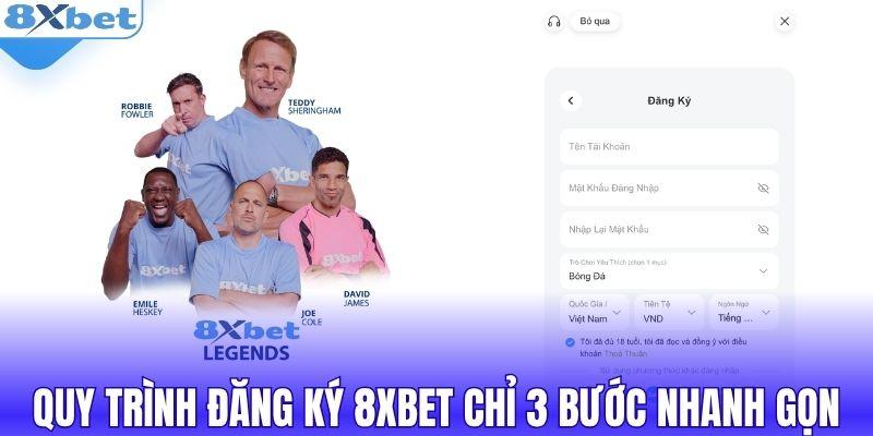 Quy trình đăng ký 8XBET chỉ 3 bước nhanh gọn