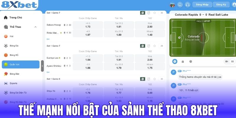 Thế mạnh nổi bật của sảnh thể thao 8XBET